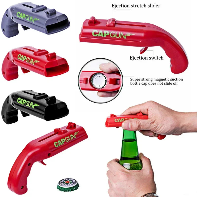 Creative Bottle Cap Launcher & Beer Opener Gun