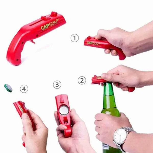 Creative Bottle Cap Launcher & Beer Opener Gun