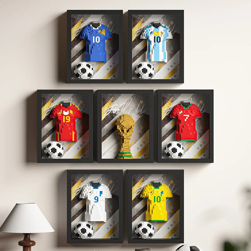 7 Models – Legendary Soccer Jersey & Trophy Frame Building Block Sets