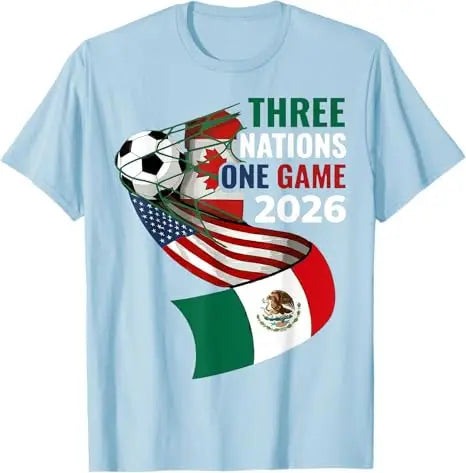 Three Nations One Game 2026 Football Graphic T-Shirt 🌎⚽