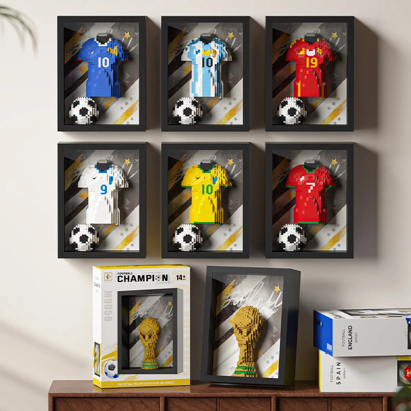 7 Models – Legendary Soccer Jersey & Trophy Frame Building Block Sets