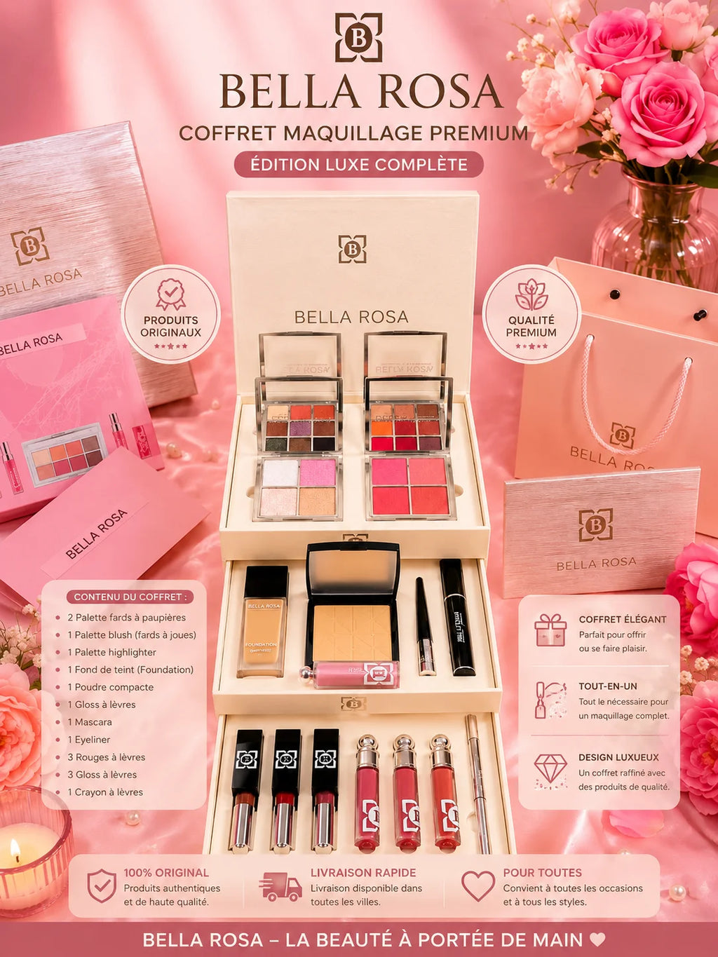 👑 Bella Rosa Premium Beauty Set – كل ما تحتاجينه لإطلالة مثالية