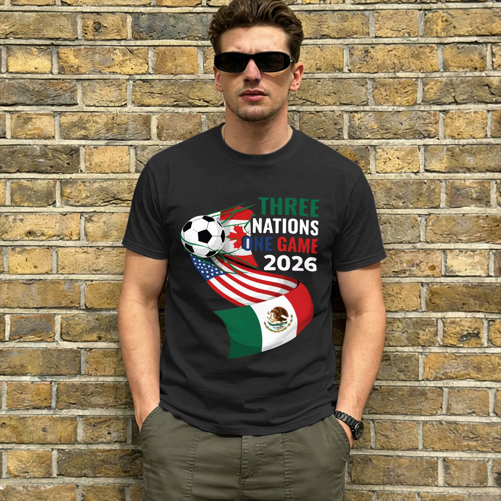 Three Nations One Game 2026 Football Graphic T-Shirt 🌎⚽